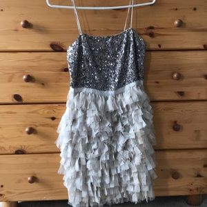 Armani Exchange strappy sparkly dress with ruffles